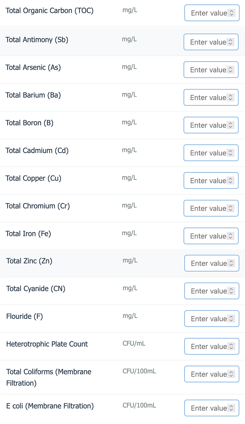 Water Analysis System Design Tool